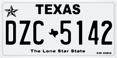 TX license plate DZC5142