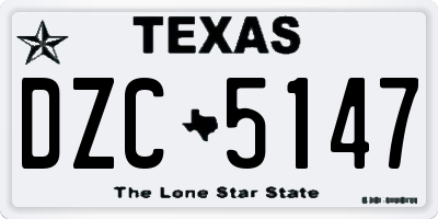 TX license plate DZC5147