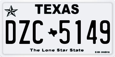 TX license plate DZC5149