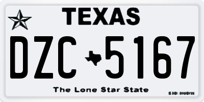 TX license plate DZC5167