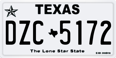 TX license plate DZC5172