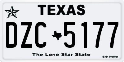 TX license plate DZC5177