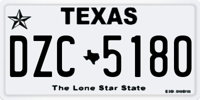 TX license plate DZC5180