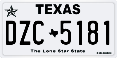 TX license plate DZC5181