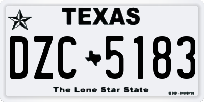 TX license plate DZC5183
