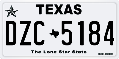 TX license plate DZC5184