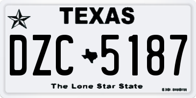 TX license plate DZC5187