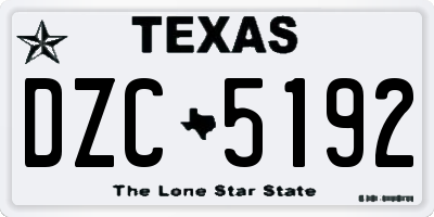 TX license plate DZC5192