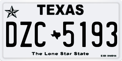 TX license plate DZC5193