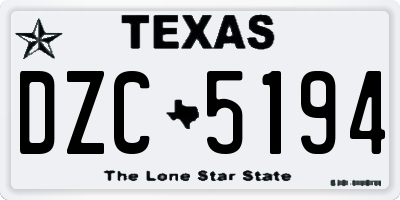 TX license plate DZC5194