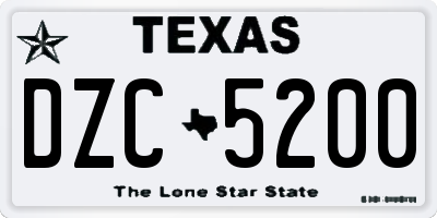TX license plate DZC5200