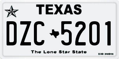 TX license plate DZC5201