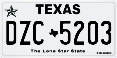 TX license plate DZC5203
