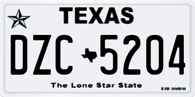 TX license plate DZC5204