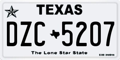 TX license plate DZC5207