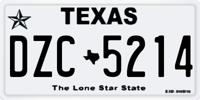 TX license plate DZC5214