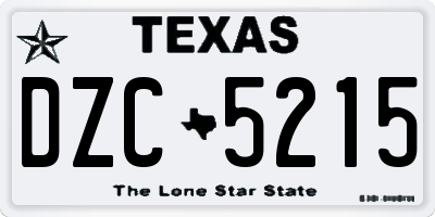 TX license plate DZC5215