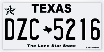 TX license plate DZC5216