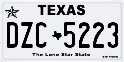TX license plate DZC5223