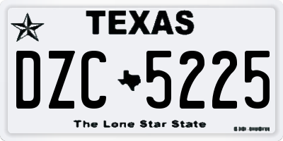 TX license plate DZC5225