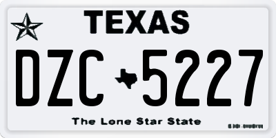 TX license plate DZC5227