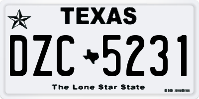 TX license plate DZC5231