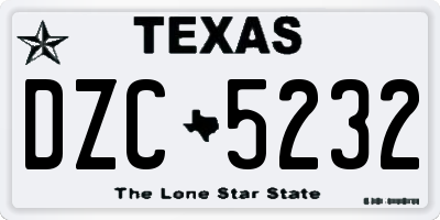 TX license plate DZC5232