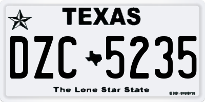 TX license plate DZC5235