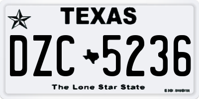 TX license plate DZC5236