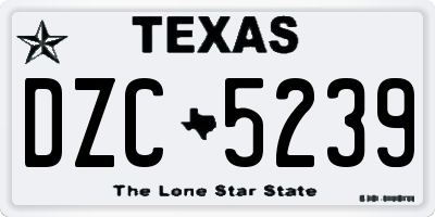 TX license plate DZC5239