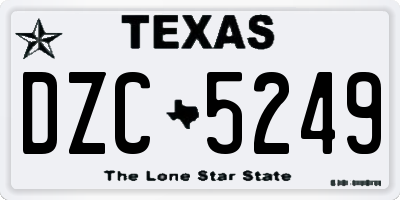 TX license plate DZC5249