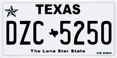 TX license plate DZC5250