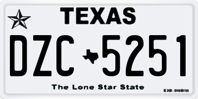 TX license plate DZC5251