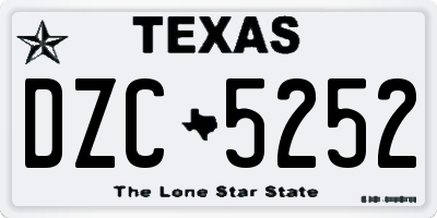 TX license plate DZC5252