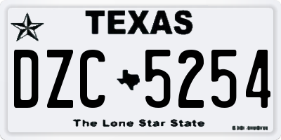TX license plate DZC5254
