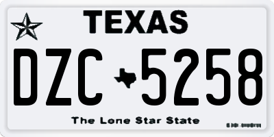 TX license plate DZC5258