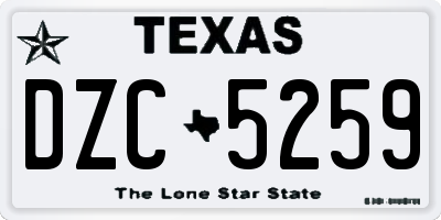 TX license plate DZC5259