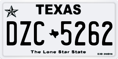 TX license plate DZC5262
