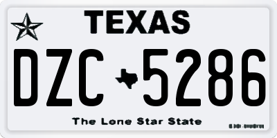 TX license plate DZC5286