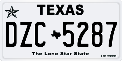 TX license plate DZC5287