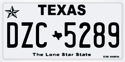 TX license plate DZC5289