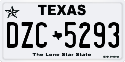 TX license plate DZC5293