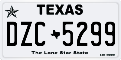 TX license plate DZC5299