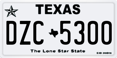 TX license plate DZC5300