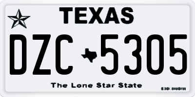 TX license plate DZC5305