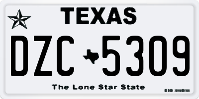 TX license plate DZC5309