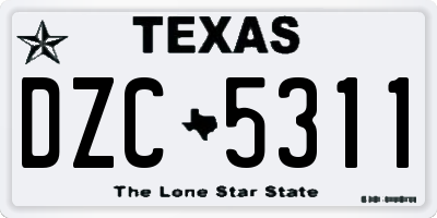 TX license plate DZC5311