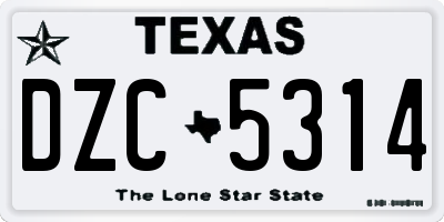 TX license plate DZC5314
