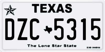 TX license plate DZC5315