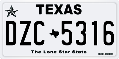 TX license plate DZC5316